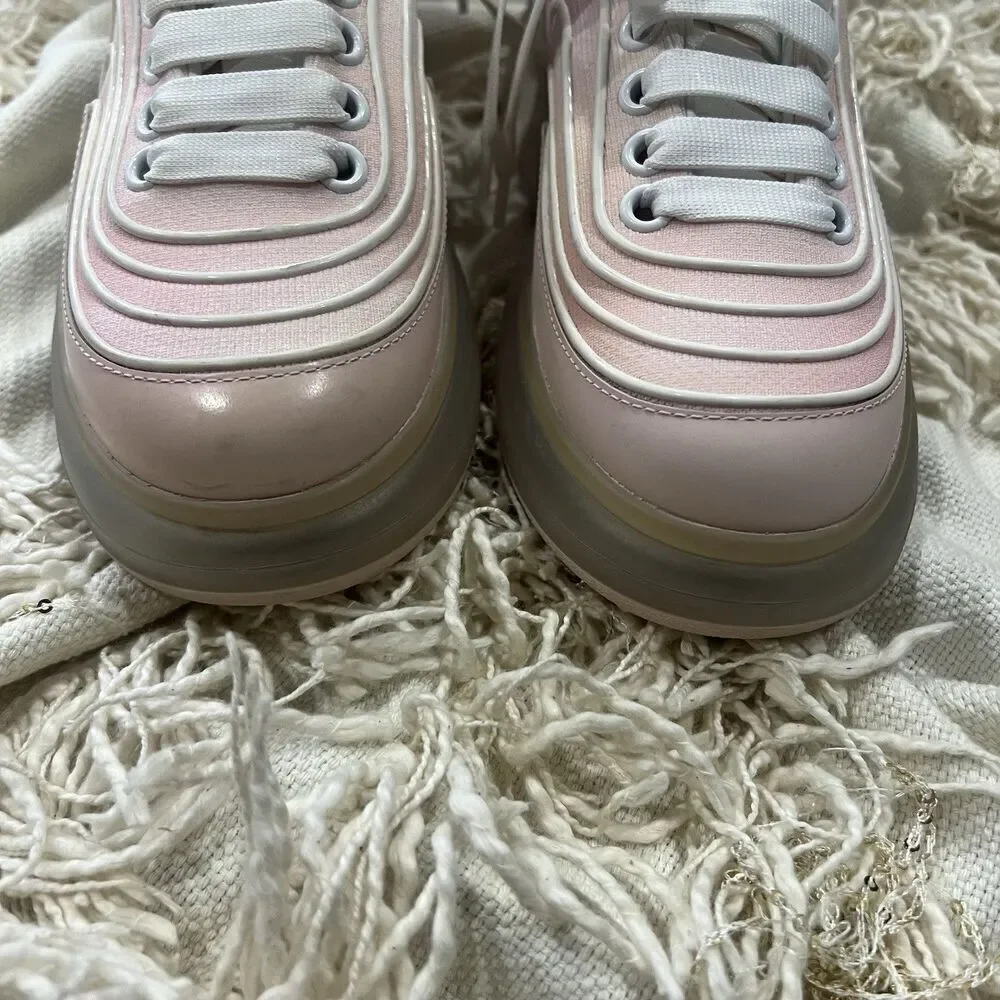 Alexander McQueen Oversized Women’s Sneakers Waves Knit Pink Ombré 38 NEW